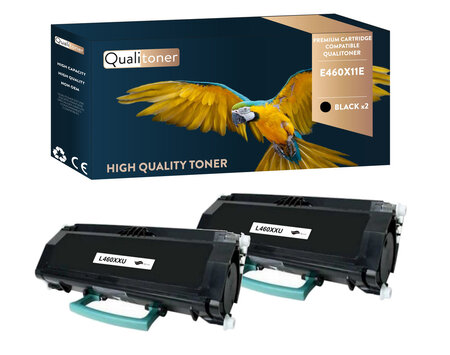 Qualitoner x2 toners e460x11e noir compatible pour lexmark