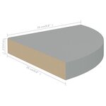 vidaXL Étagère d'angle flottante gris 25x25x3 8 cm MDF