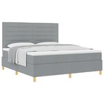 vidaXL Lit avec sommier à ressorts et matelas en tissu gris clair super king