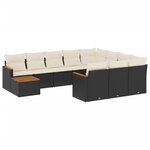 vidaXL Salon de jardin 11 Pièces avec coussins noir résine tressée