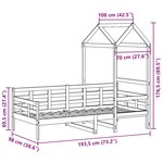 vidaXL Lit de jour avec toit blanc 90x190 cm bois de pin massif