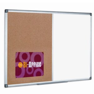 Tableau double-face Maya, surface en acier laqué magnétique et en liège, cadre en aluminium, 900 x 1200 mm