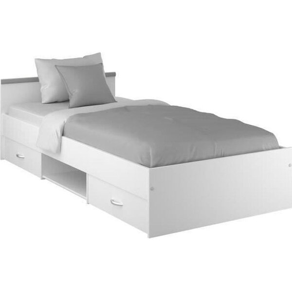 Lit enfant contemporain blanc mat 90 x 200 cm