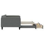 vidaXL Lit de jour avec gigogne et tiroirs gris foncé 100x200 cm tissu