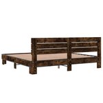 vidaXL Cadre de lit chêne fumé 200x200 cm bois d'ingénierie et métal