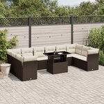 vidaXL Salon de jardin et coussins 11 Pièces marron résine tressée