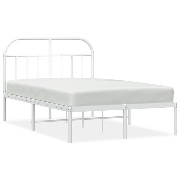 vidaXL Cadre de lit métal avec tête de lit blanc 135x190 cm