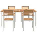 Ensemble de salle à manger de jardin 5 pièces en bois massif de teck vidaXL