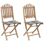 vidaXL Chaises pliables de jardin 2 Pièces avec coussins Bambou