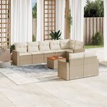 vidaXL Salon de jardin avec coussins 9 Pièces beige résine tressée