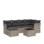 vidaXL Salon de jardin avec coussins 7 Pièces gris résine tressée