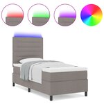 vidaXL Lit à Ressorts avec Matelas & LED Taupe 100x200 cm Tissu