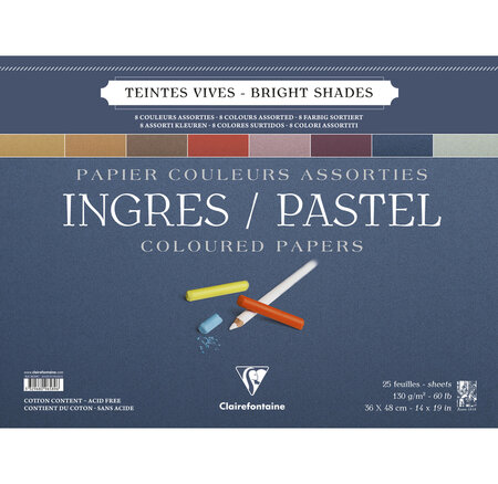 Bloc Ingres-Teintes Vives RI 36x48 130g ass vif 25F CLAIREFONTAINE