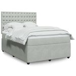 vidaXL Sommier à lattes de lit et matelas Gris clair 140x200cm Velours