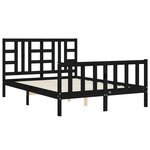 vidaXL Cadre de lit avec tête de lit noir 140x190 cm bois massif