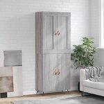 vidaXL Buffet haut Sonoma gris 69 5x34x180 cm Bois d'ingénierie