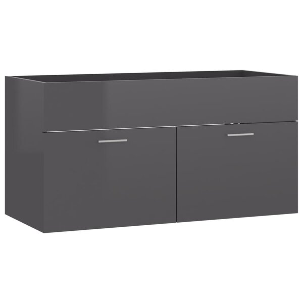 vidaXL Armoire d'évier Gris brillant 90x38 5x46 cm Aggloméré