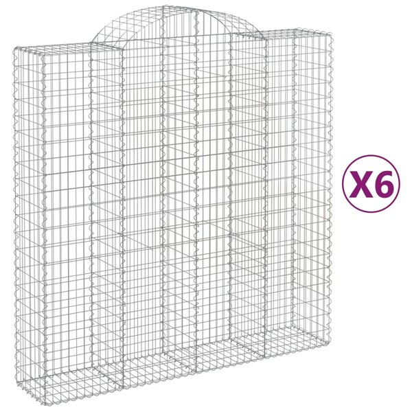 vidaXL Paniers à gabions arqués 6 Pièces 200x50x200/220 cm Fer galvanisé