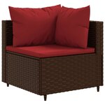 vidaXL Salon de jardin 4 Pièces avec coussins Marron Résine tressée
