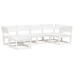 vidaXL Salon de jardin 6 Pièces blanc bois de pin massif