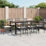 vidaXL Ensemble à manger de jardin 9Pièces coussins noir résine tressée