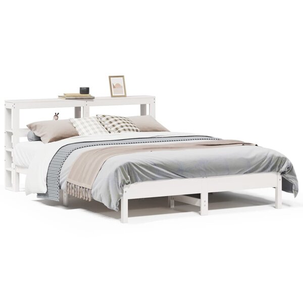 vidaXL Cadre de lit sans matelas blanc 140x200 cm bois de pin massif