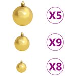 vidaXL Arbre de Noël artificiel pré-éclairé et boules doré 150 cm PET