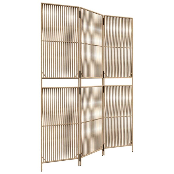 vidaXL Cloison de séparation 3 panneaux beige résine tressée