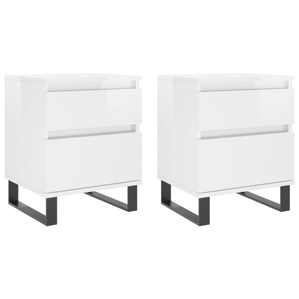 vidaXL Tables de chevet 2 Pièces blanc brillant 40x35x50 cm