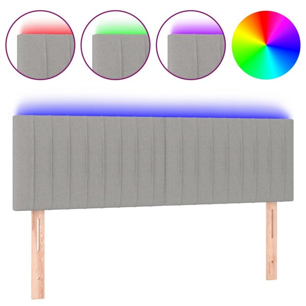 vidaXL Tête de lit à LED Gris clair 144x5x78/88 cm Tissu