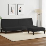vidaXL Canapé-lit à 2 places avec repose-pied noir velours