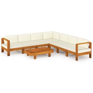 vidaXL Salon de jardin 8 pièces avec coussins 100 x 60 cm Bois d'acacia