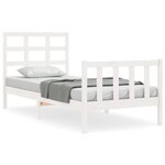 vidaXL Cadre de lit avec tête de lit blanc 90x190 cm bois massif