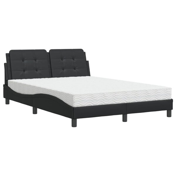 vidaXL Lit avec matelas noir 140x190 cm similicuir