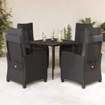 vidaXL Ensemble à manger de jardin coussins 5Pièces Noir Résine tressée