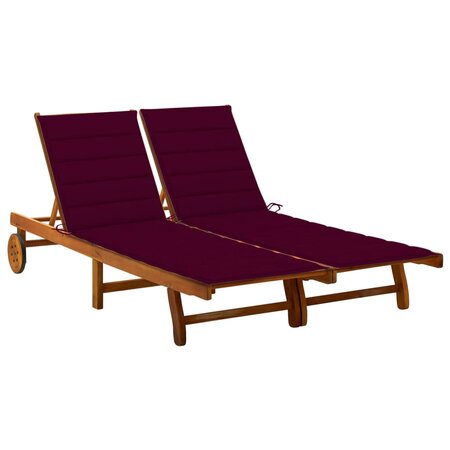 vidaXL Chaise longue de jardin 2 places avec coussins Acacia solide