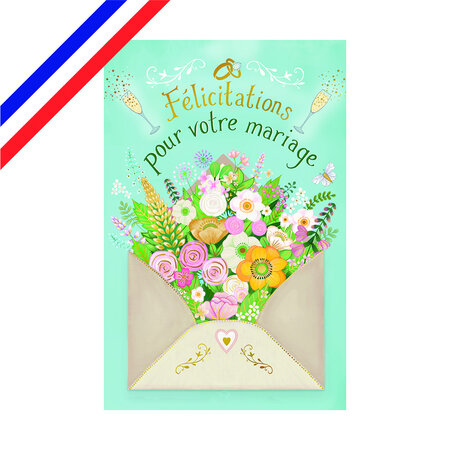 Carte félicitations mariage - enveloppe de fleurs - La Poste