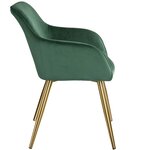 Lot de 4 chaises pieds doré siège de salon cuisine salle à manger design élégant velours vert 08_0000111
