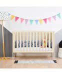 Lit évolutif bébé blanc + barreaux couleur naturel vernis 60 x 120 cm