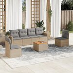 vidaXL Salon de jardin avec coussins 7 Pièces beige résine tressée