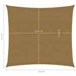 vidaXL Voile d'ombrage 160 g/m² Taupe 3 6x3 6 m PEHD