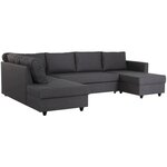 Canapé d'angle panoramique convertible Cats - Tissu gris - L 292 x P 187 x H 86 cm