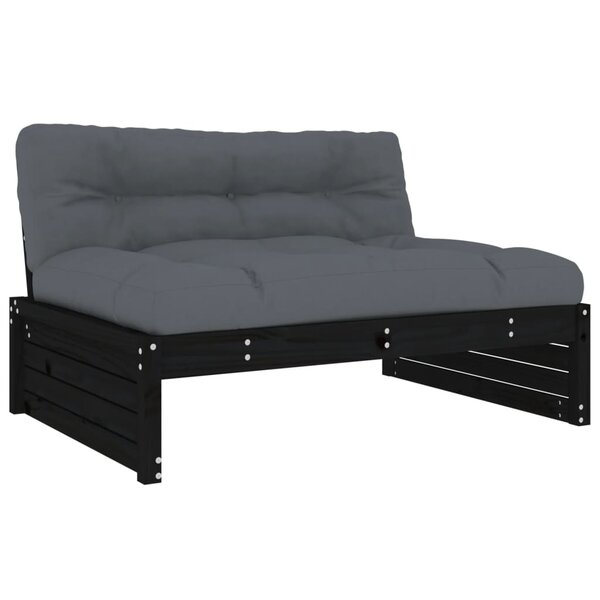 vidaXL Canapé central 120x80 cm noir bois de pin massif