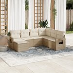 vidaXL Salon de jardin avec coussins 7 Pièces beige résine tressée