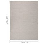 vidaXL Tapis à tissage plat d'extérieur 200x280 cm Taupe