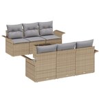vidaXL Ensemble de Canapés de Jardin 7 pièces avec Coussins Beige Poly Rattan