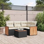 vidaXL Salon de jardin 5 Pièces avec coussins noir résine tressée