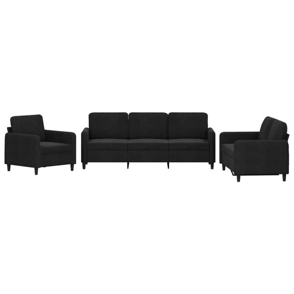 vidaXL Ensemble de canapés 3 Pièces noir velours