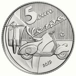Pièce de monnaie 5 euro Italie 2019 argent BU – Vespa (rouge)