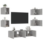 vidaXL Unités murales TV avec LED 6 Pièces gris sonoma bois d'ingénierie